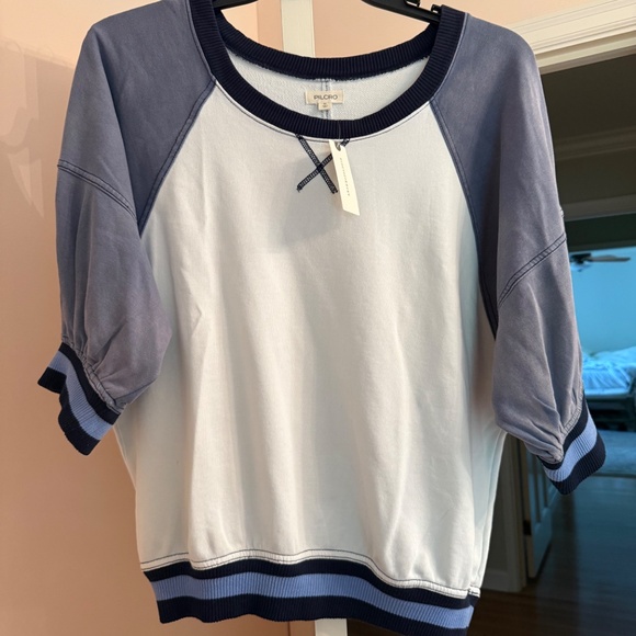 Anthropologie Pilcro Ribbed Raglan Short-Sleeve Sweatshirt - Picture 3 of 5